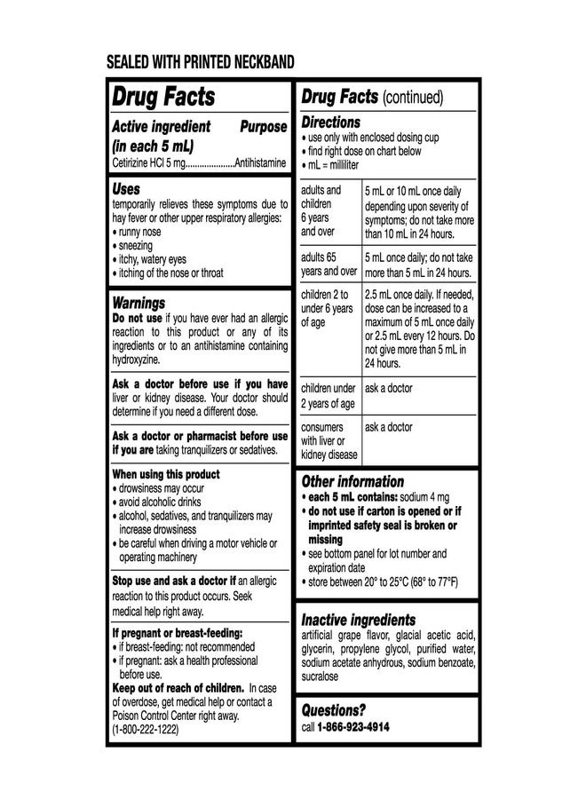 Taro Children's Allergy Medicine, Sugar Free Grape Flavor, 24-Hour Indoor & Outdoor Antihistamine, Kids Oral Solution Syrup for Sneezing, Runny Nose & Itchy Eyes, 4 fl oz - Image 3
